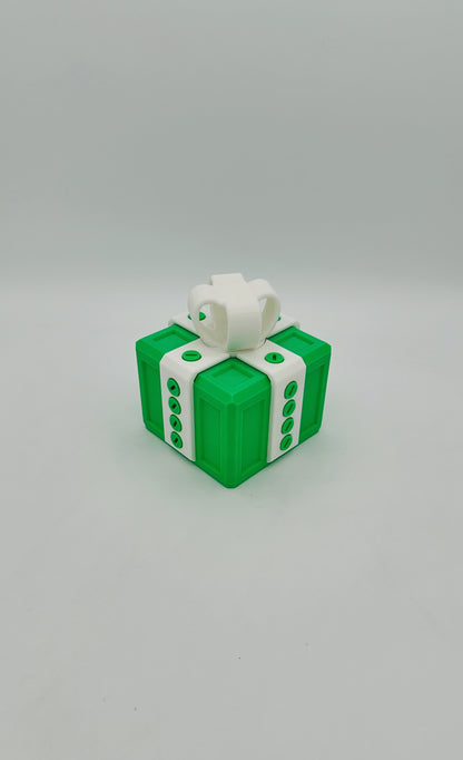 Green & White Annoying Gift Box 4x4x3" with 20 bolts + 3 Mini Figures