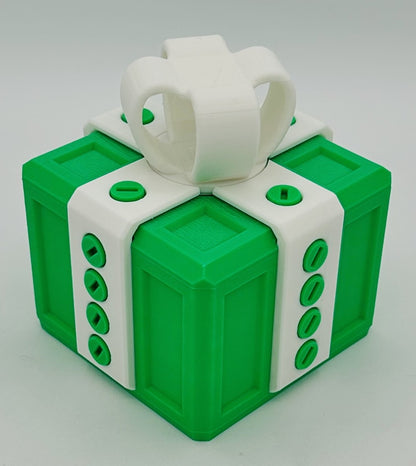 Annoying Gift Box - Multiple Color Combinations - 4x4x3" with 20 bolts + 3 Mini Figures