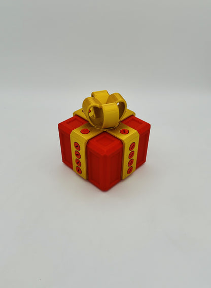 Red & Gold Annoying Gift Box 4x4x3" with 20 bolts + 3 Mini Figures