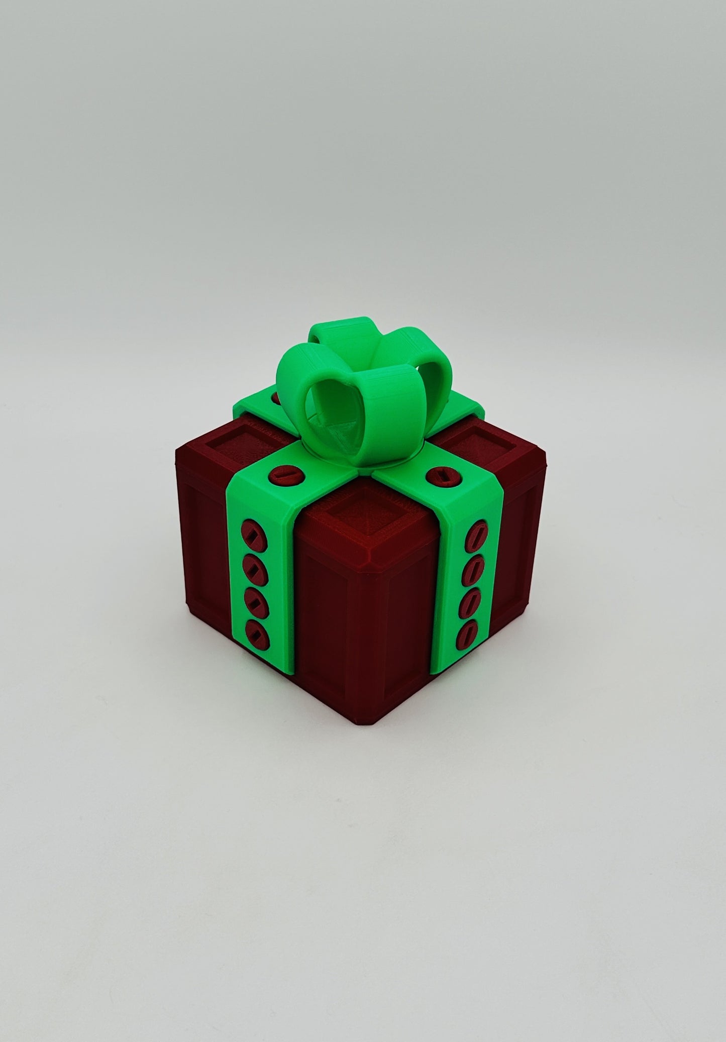 Red & Green Annoying Gift Box 4x4x3" with 20 bolts + 3 Mini Figures