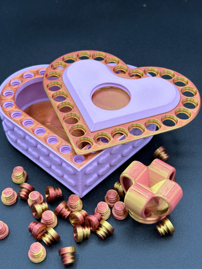 Heart Annoying Gift Box w/ 25 bolts - Golden/Red/Copper & Pink
