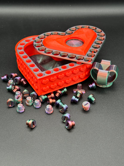 Heart Annoying Gift Box w/ 25 bolts - Green/Purple/Copper & Red