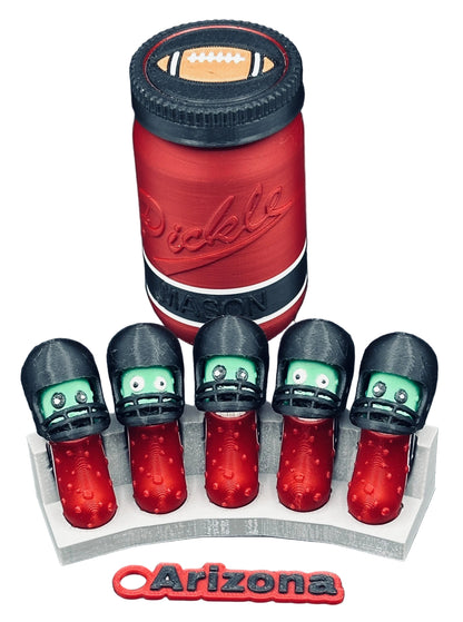 Football City-Inspired Pickle Keychains - 5-Pack Jar - Tickles, the Articulated Pickle