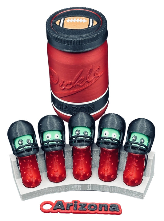 Football City-Inspired Pickle Keychains - 5-Pack Jar - Tickles, the Articulated Pickle