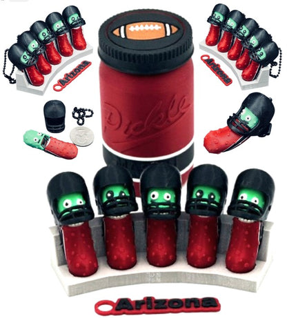 National Division: Football Player Pickle Keychains - 5-Pack Jar - Tickles, the Articulated Pickle