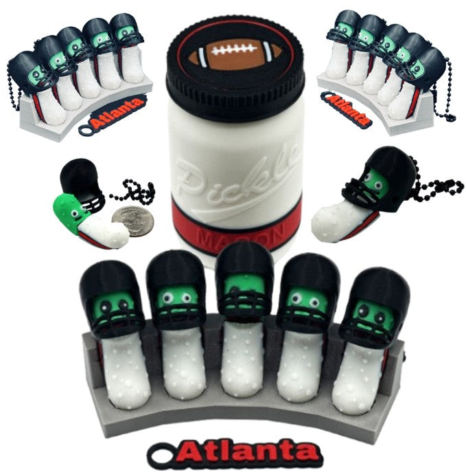 National Division: Football Player Pickle Keychains - 5-Pack Jar - Tickles, the Articulated Pickle