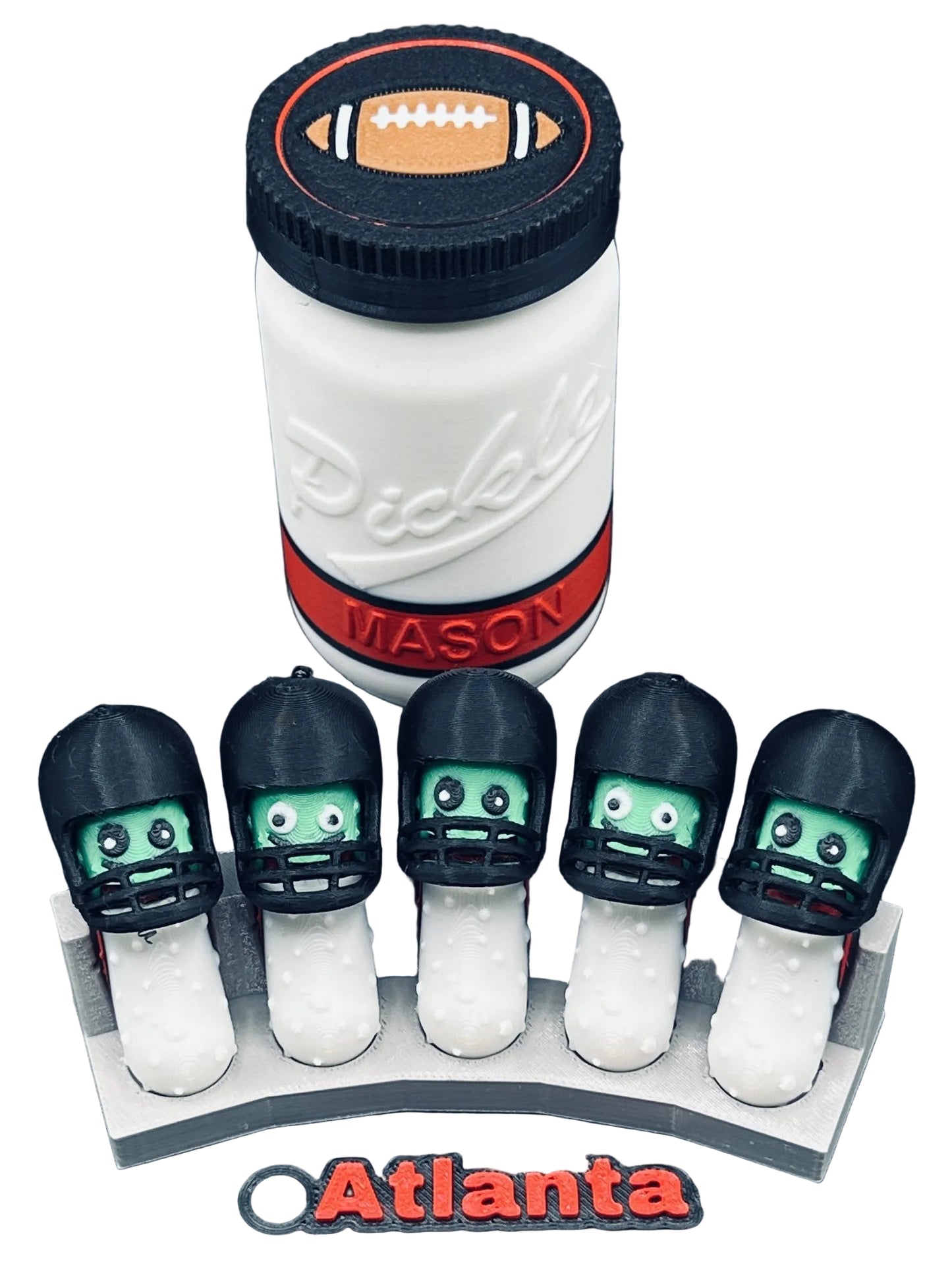 Football City-Inspired Pickle Keychains - 5-Pack Jar - Tickles, the Articulated Pickle