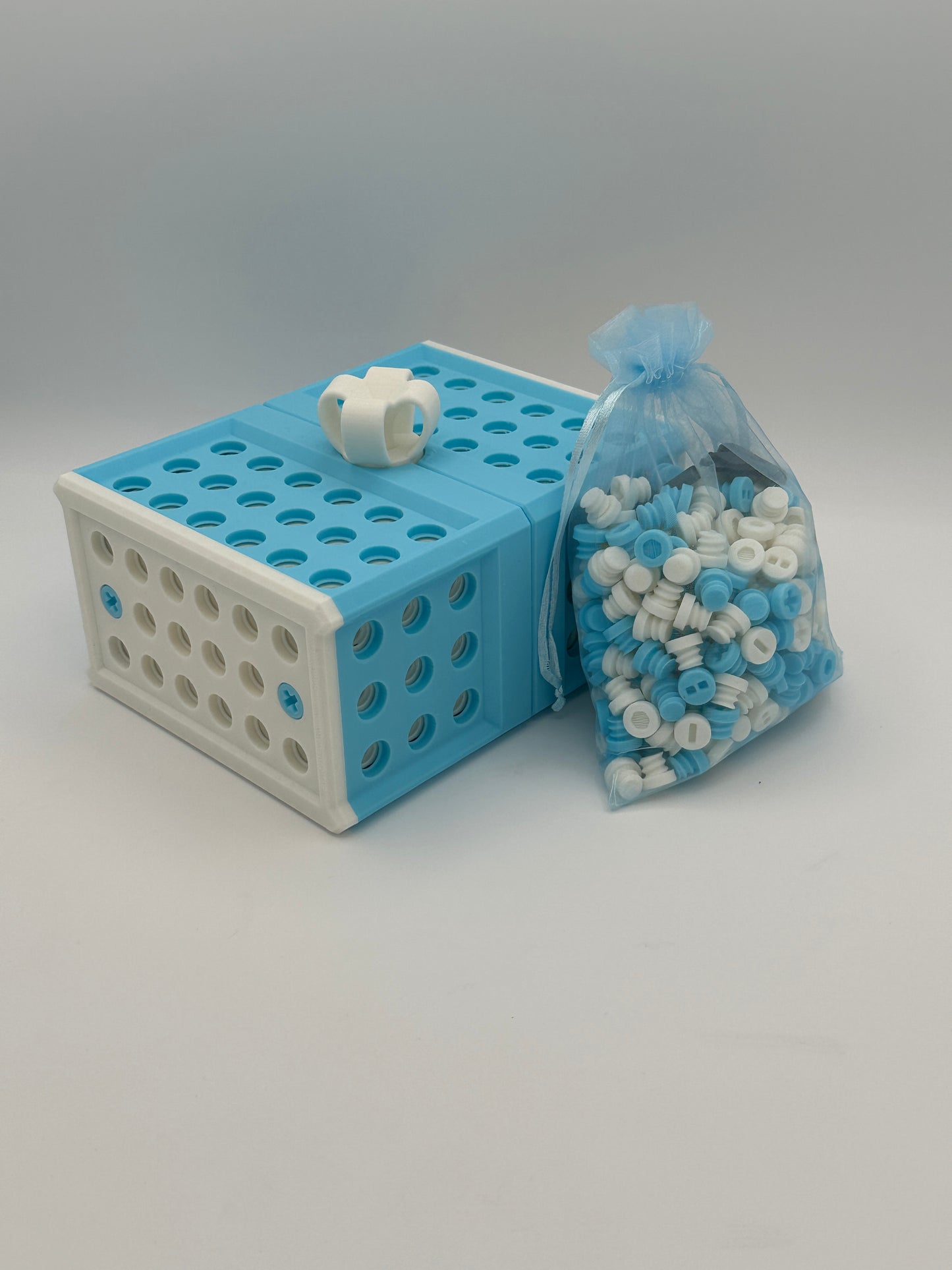 Baby Blue & White Extremely Annoying Gift Box with 296 screws