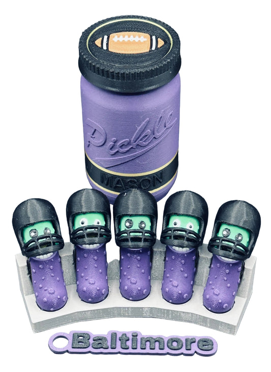 American Division: Football City-Inspired Pickle Keychains - 5-Pack Jar - Tickles, the Articulated Pickle