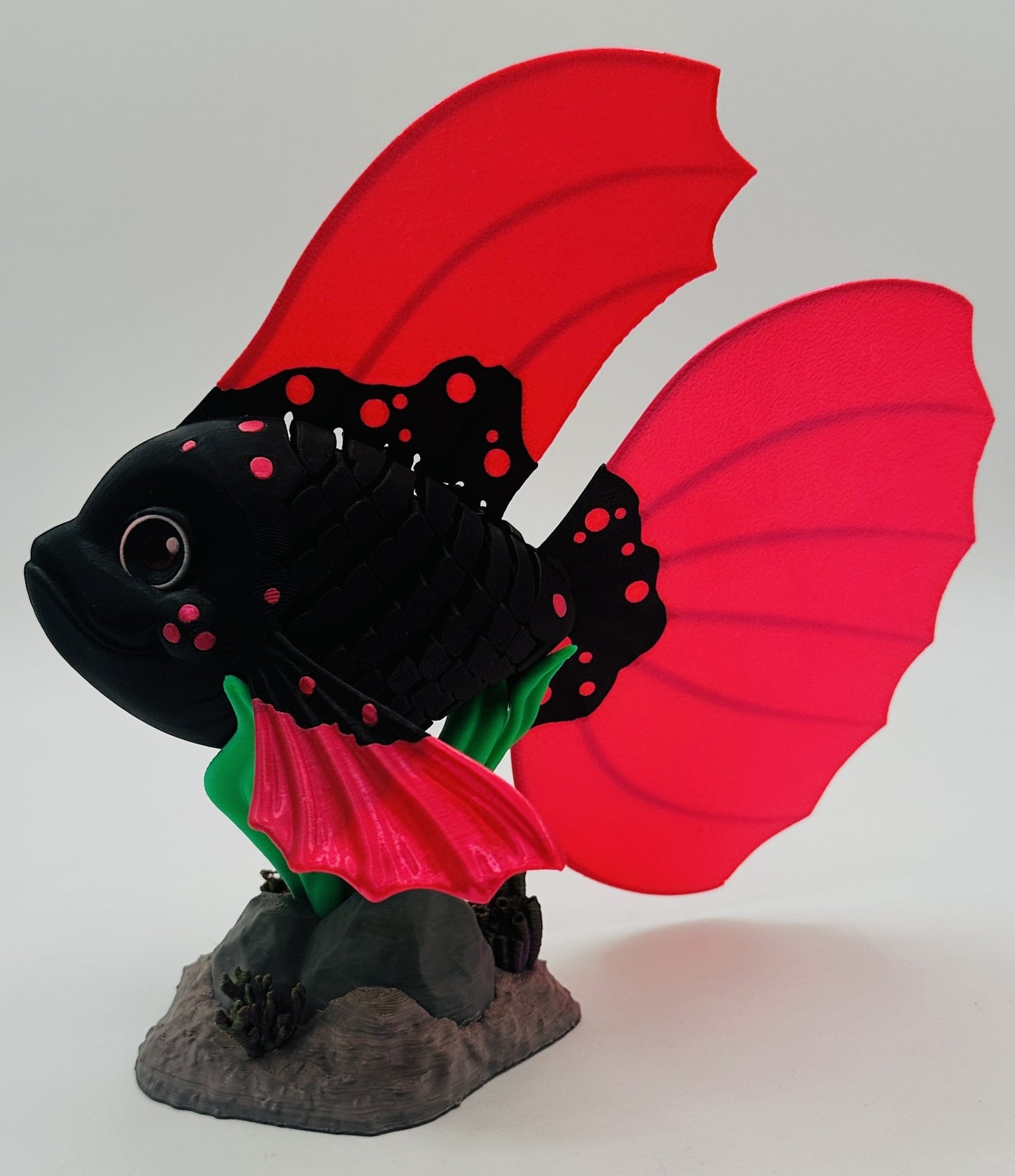 Beta Fish Desk Pet Fidget with Coral Reef Stand