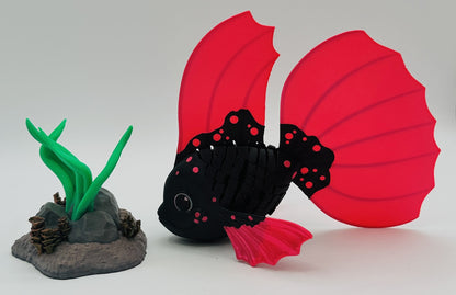 Beta Fish Desk Pet Fidget with Coral Reef Stand