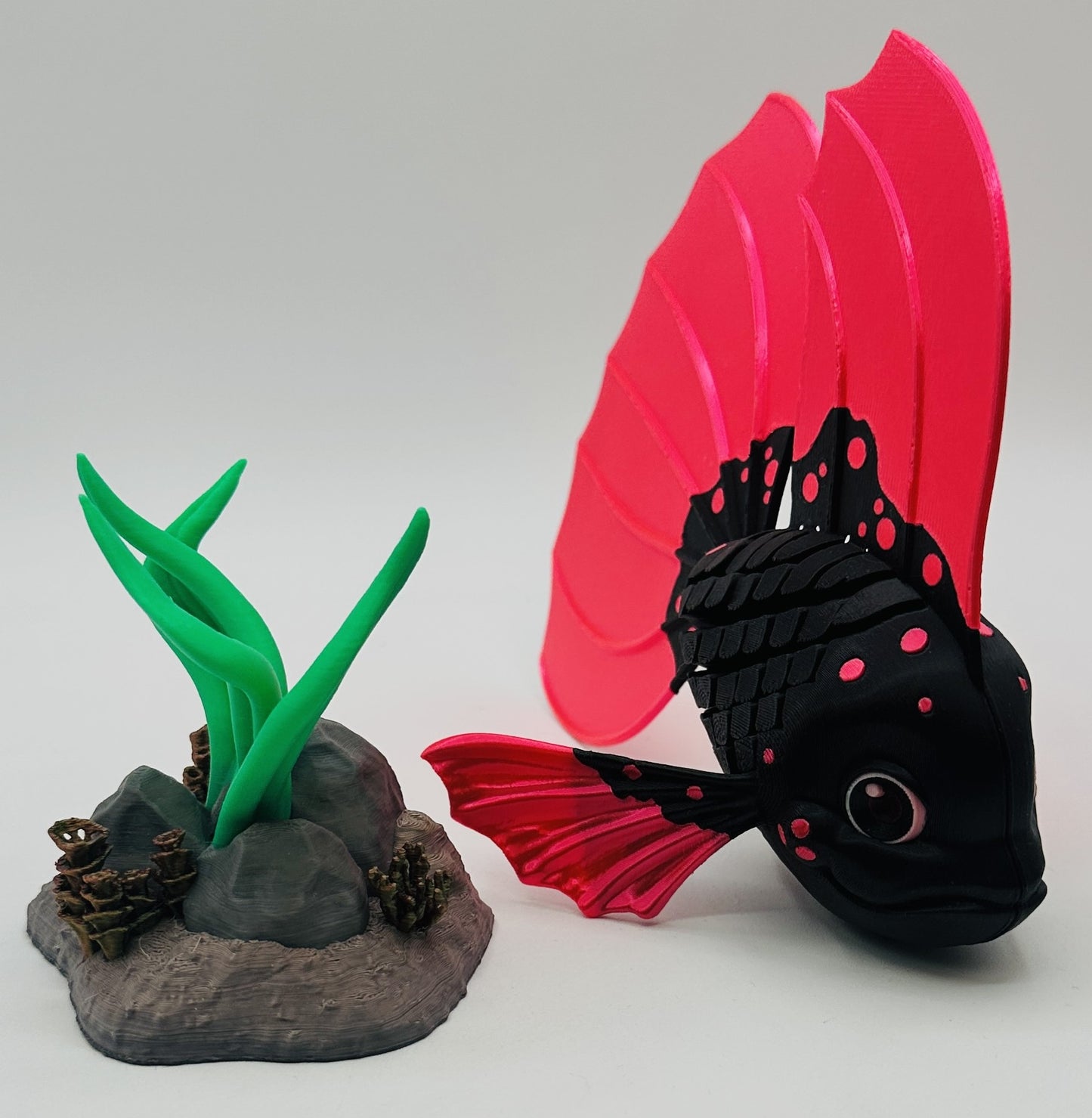 Beta Fish Desk Pet Fidget with Coral Reef Stand