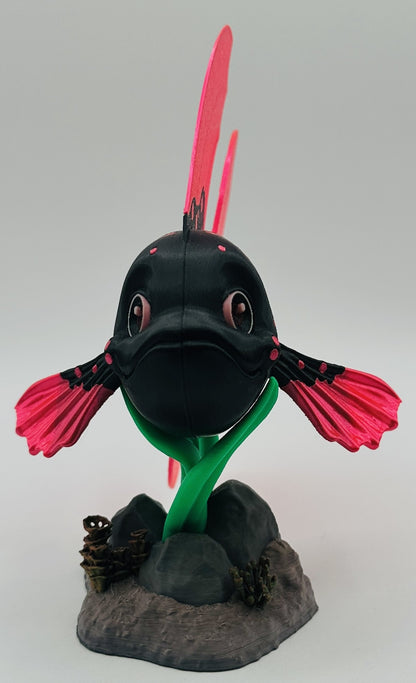 Beta Fish Desk Pet Fidget with Coral Reef Stand