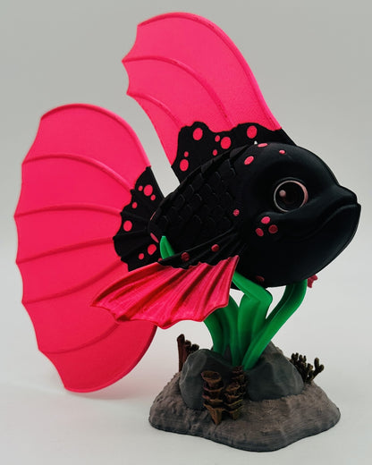 Beta Fish Desk Pet Fidget with Coral Reef Stand