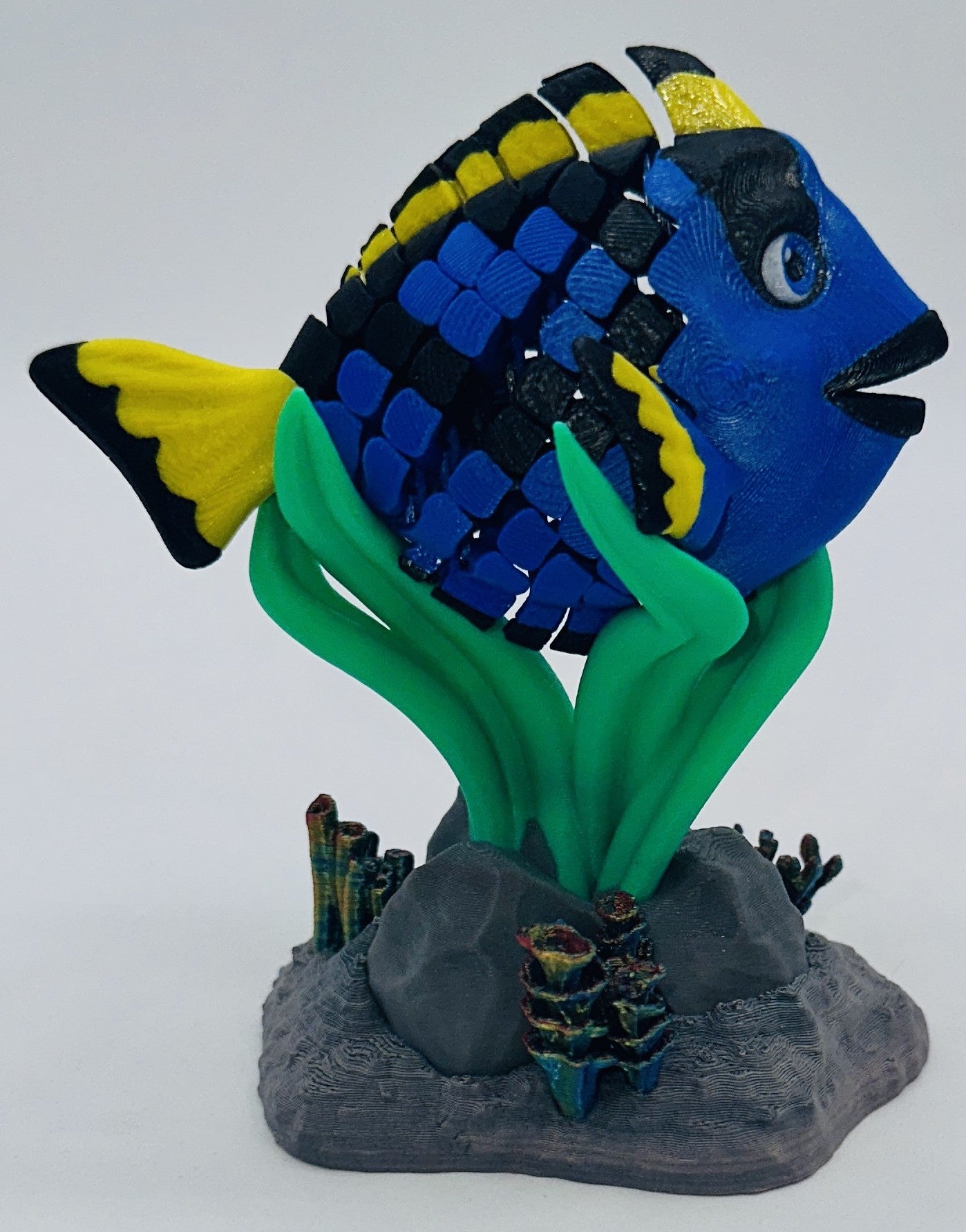 Blue Tang Desk Pet Fidget with Coral Reef Stand