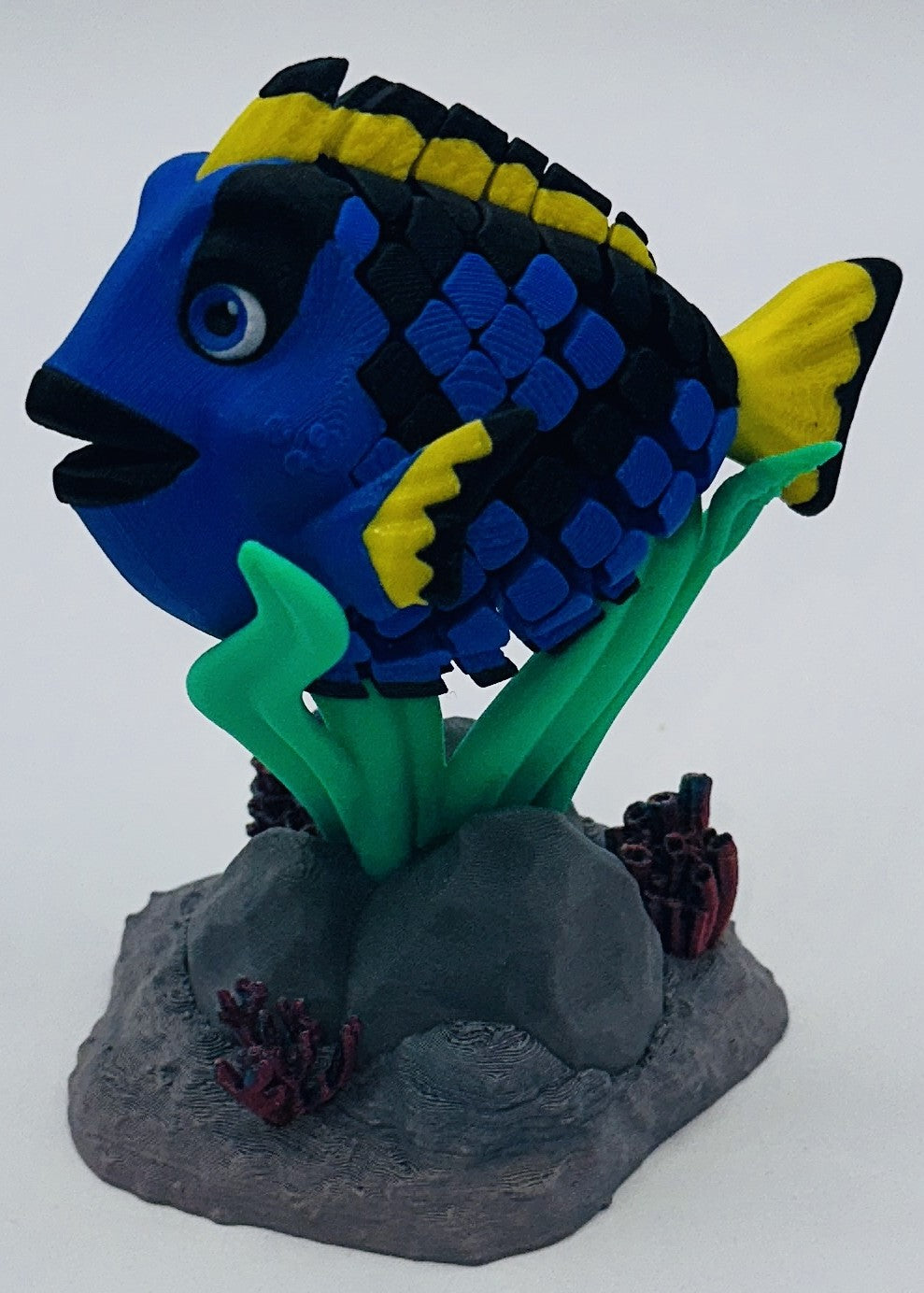 Blue Tang Desk Pet Fidget with Coral Reef Stand