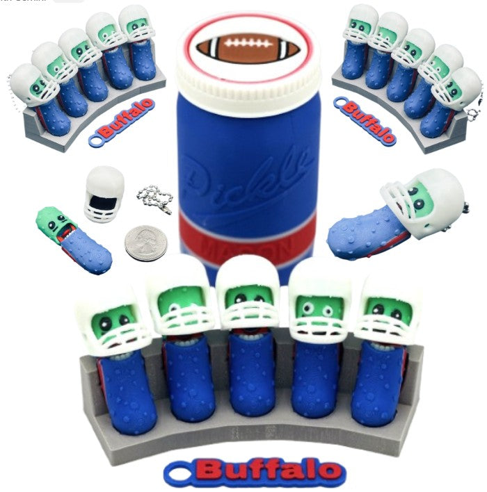 American Division: Football Player Pickle Keychains - 5-Pack Jar - Tickles, the Articulated Pickle