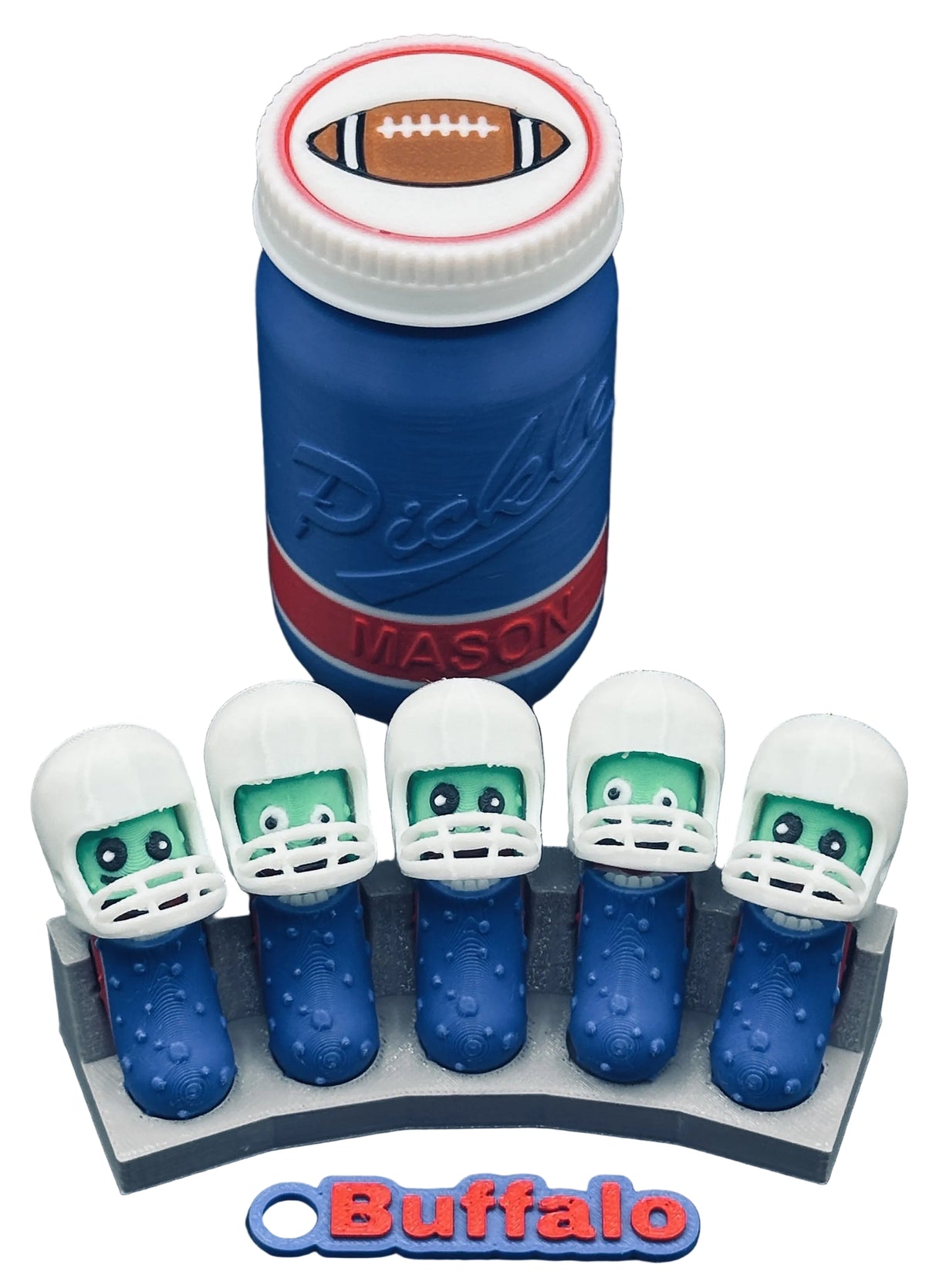Football City-Inspired Pickle Keychains - 5-Pack Jar - Tickles, the Articulated Pickle