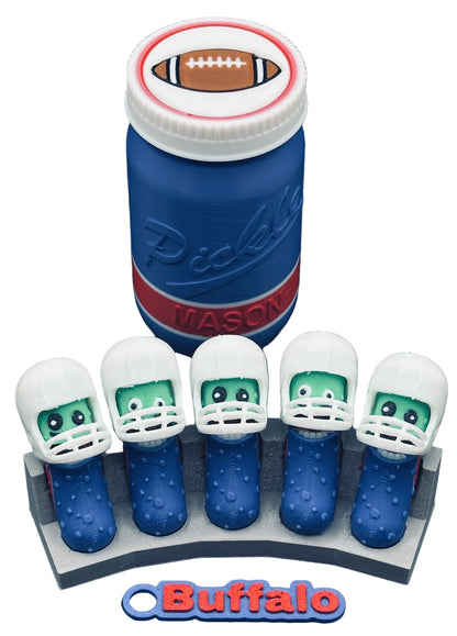 Football City-Inspired Pickle Keychains - 5-Pack Jar - Tickles, the Articulated Pickle