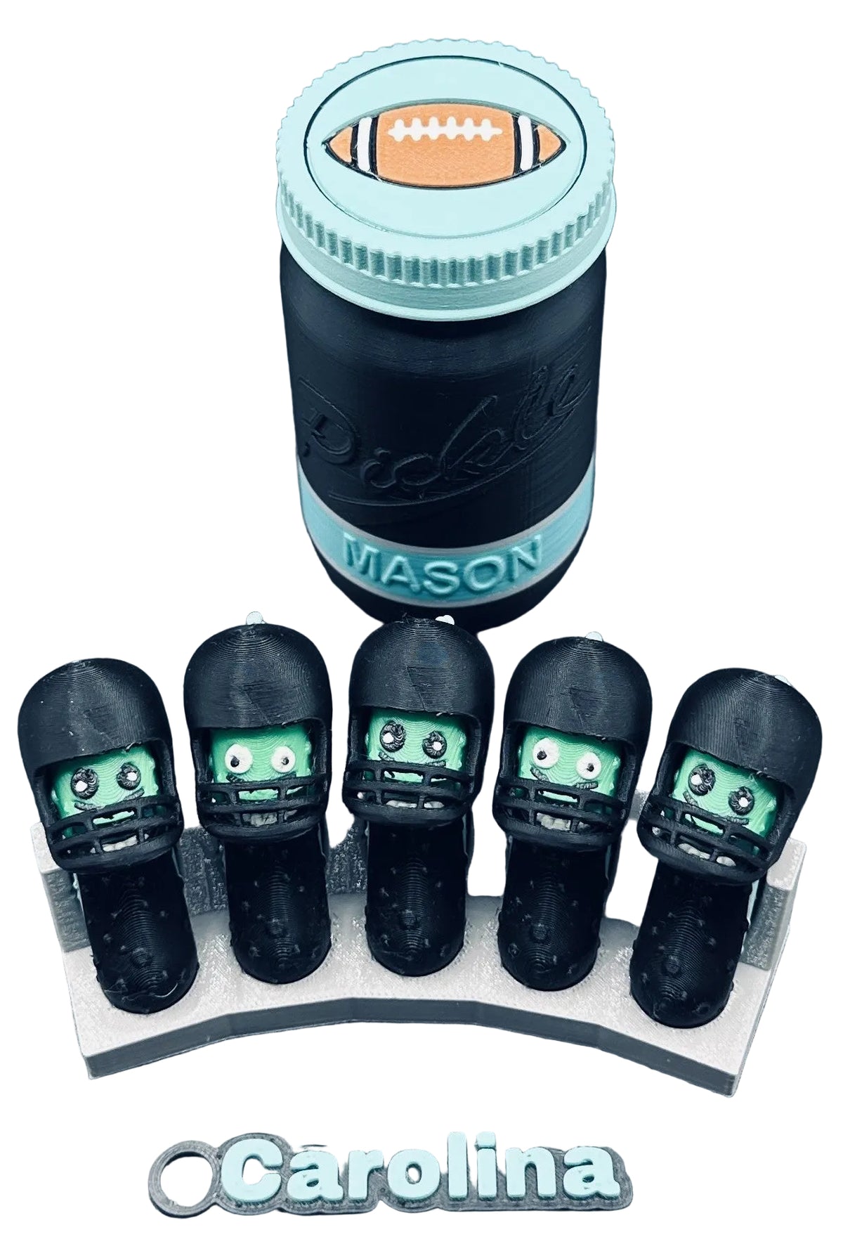 Football City-Inspired Pickle Keychains - 5-Pack Jar - Tickles, the Articulated Pickle