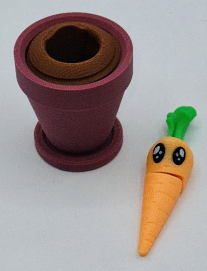 Carrot Planter - Articulated Carrot in a Terracotta Pot