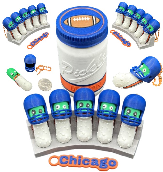 National Division: Football Player Pickle Keychains - 5-Pack Jar - Tickles, the Articulated Pickle