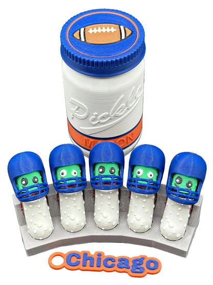 Football City-Inspired Pickle Keychains - 5-Pack Jar - Tickles, the Articulated Pickle