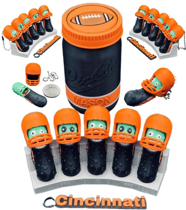 American Division: Football Player Pickle Keychains - 5-Pack Jar - Tickles, the Articulated Pickle