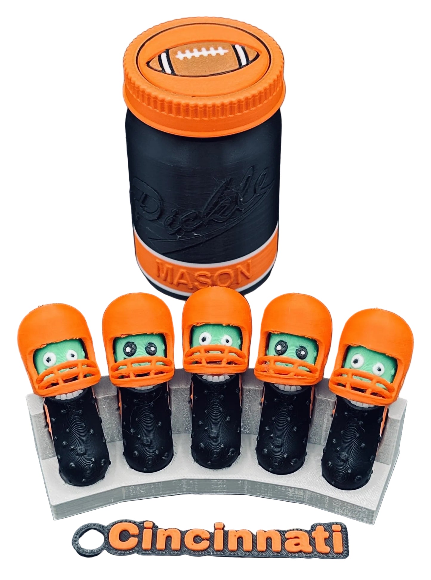 Football City-Inspired Pickle Keychains - 5-Pack Jar - Tickles, the Articulated Pickle