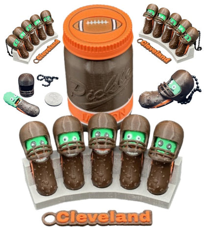 American Division: Football Player Pickle Keychains - 5-Pack Jar - Tickles, the Articulated Pickle