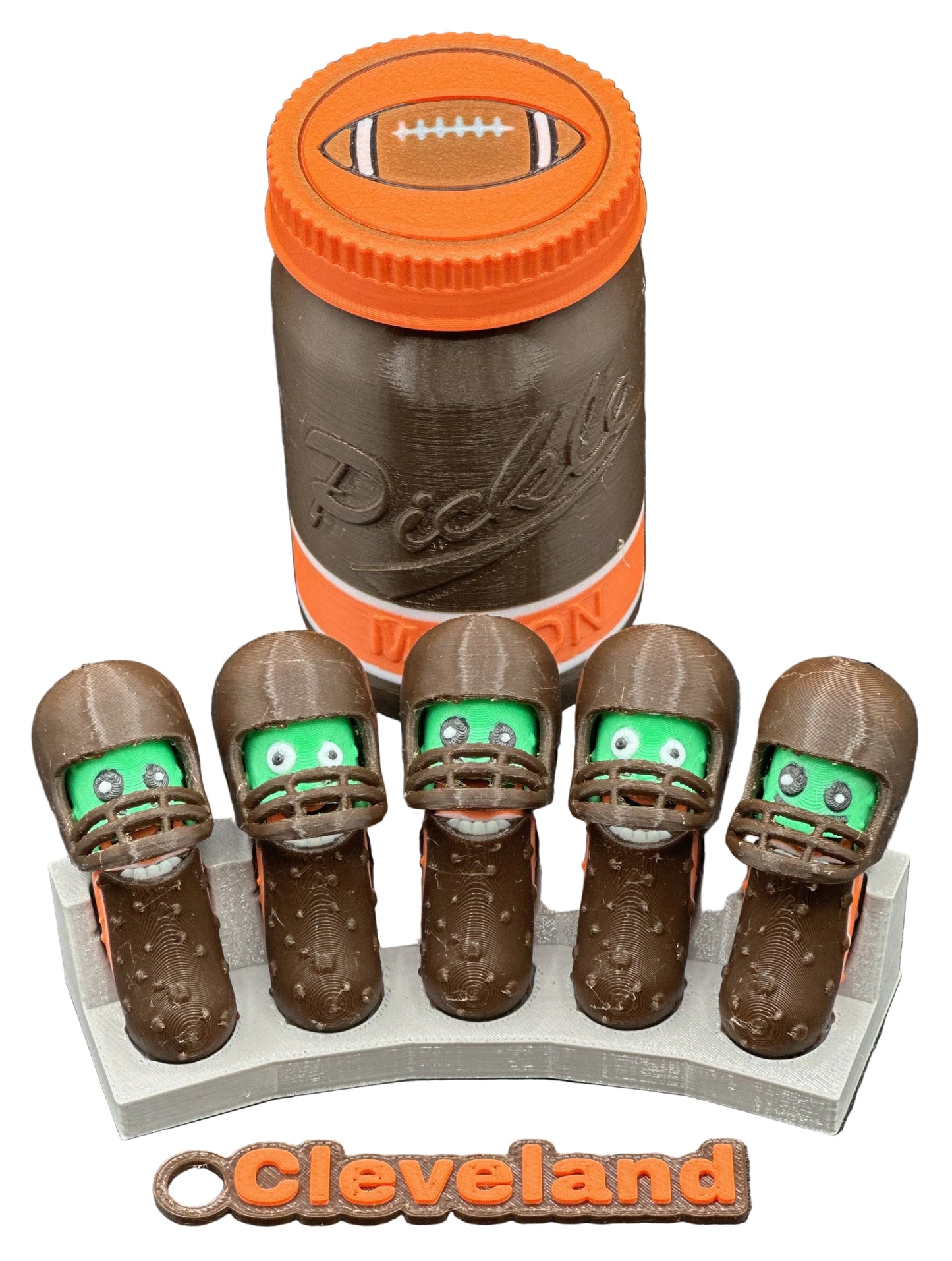 Football City-Inspired Pickle Keychains - 5-Pack Jar - Tickles, the Articulated Pickle