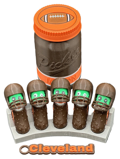Football City-Inspired Pickle Keychains - 5-Pack Jar - Tickles, the Articulated Pickle