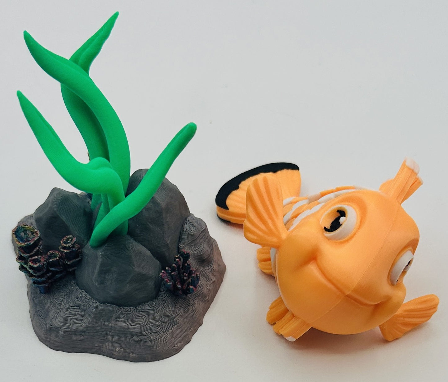 Orange Clownfish Desk Pet Fidget with Coral Reef Stand