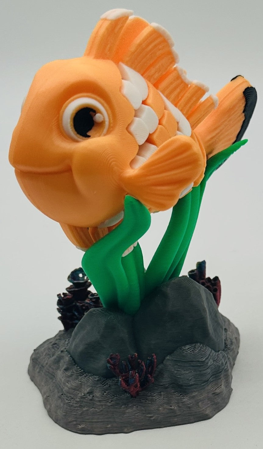 Orange Clownfish Desk Pet Fidget with Coral Reef Stand
