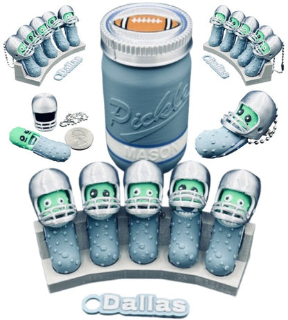 National Division: Football Player Pickle Keychains - 5-Pack Jar - Tickles, the Articulated Pickle