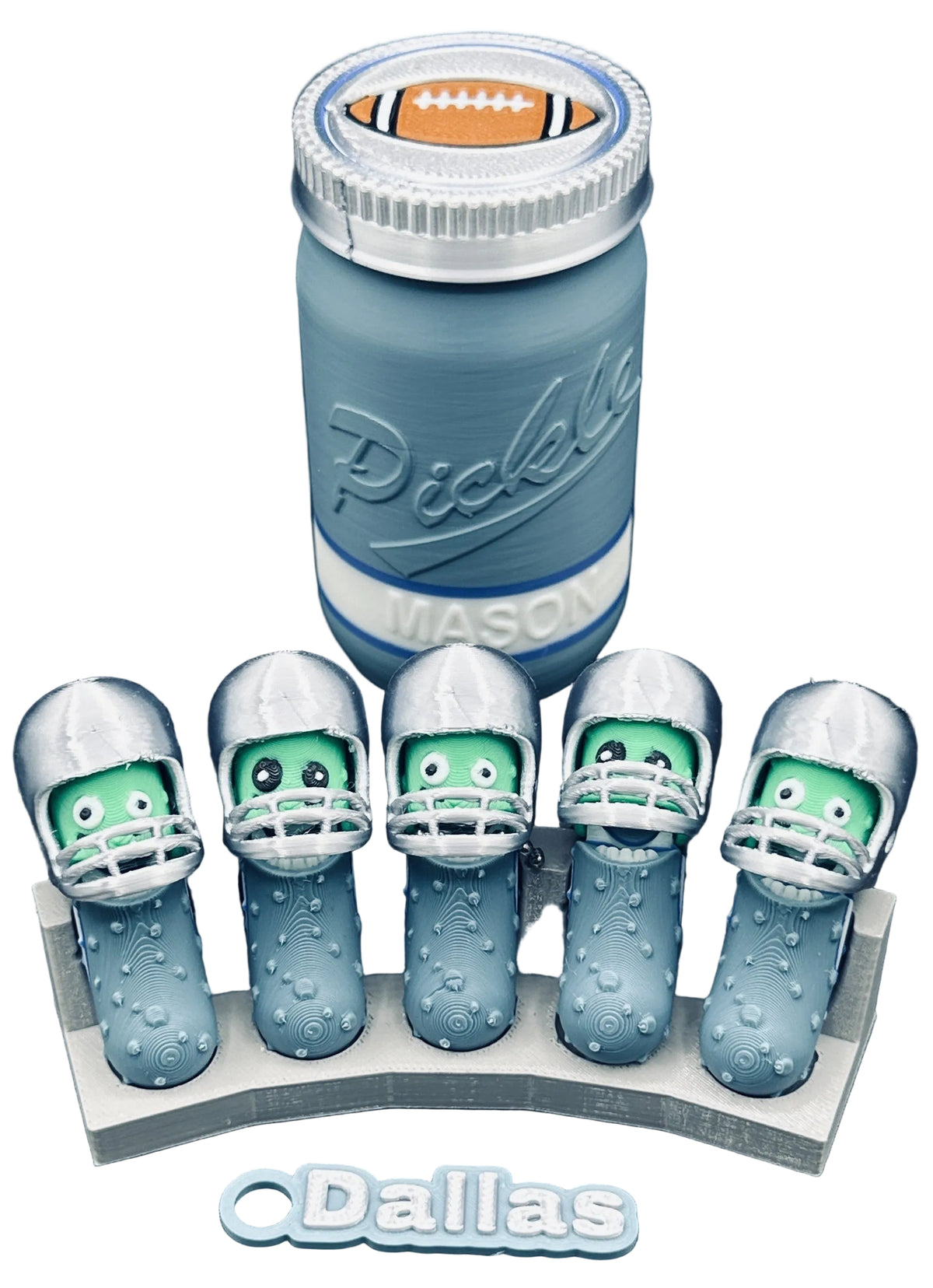 Football City-Inspired Pickle Keychains - 5-Pack Jar - Tickles, the Articulated Pickle