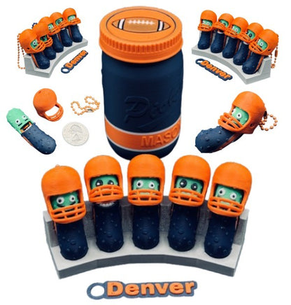 Football Player Pickle Keychains - 5-Pack Jar - Tickles, the Articulated Pickle