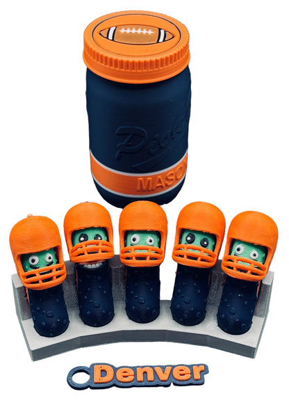 Football City-Inspired Pickle Keychains - 5-Pack Jar - Tickles, the Articulated Pickle