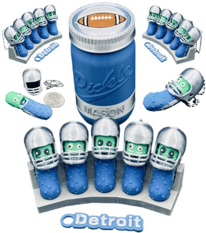 National Division: Football Player Pickle Keychains - 5-Pack Jar - Tickles, the Articulated Pickle