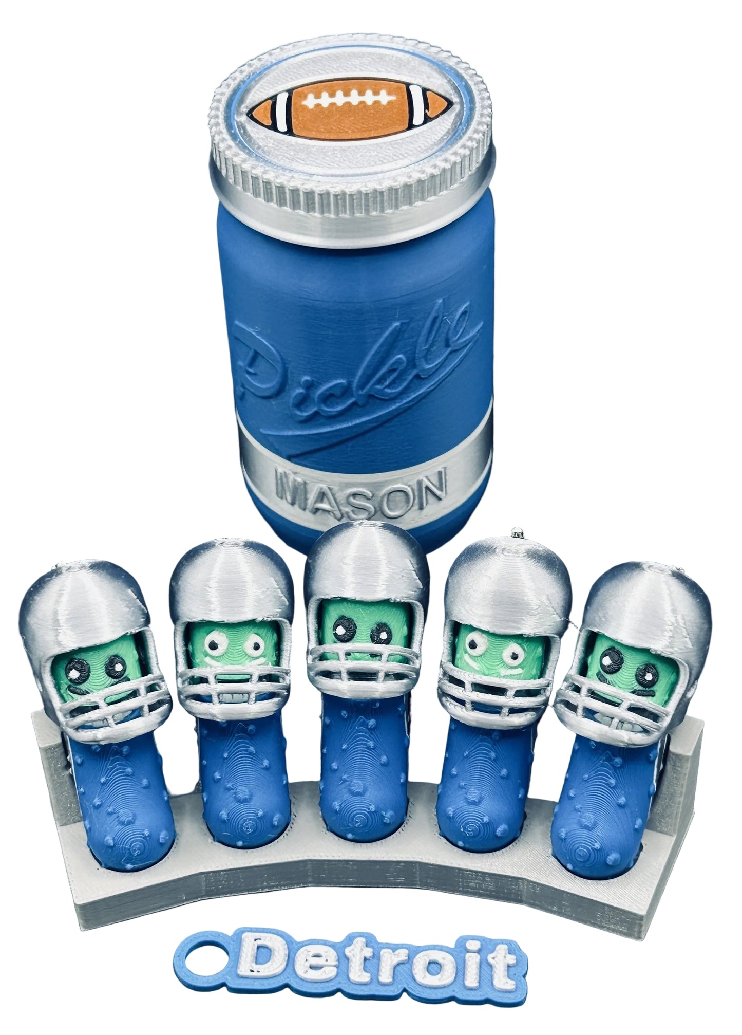 Football City-Inspired Pickle Keychains - 5-Pack Jar - Tickles, the Articulated Pickle