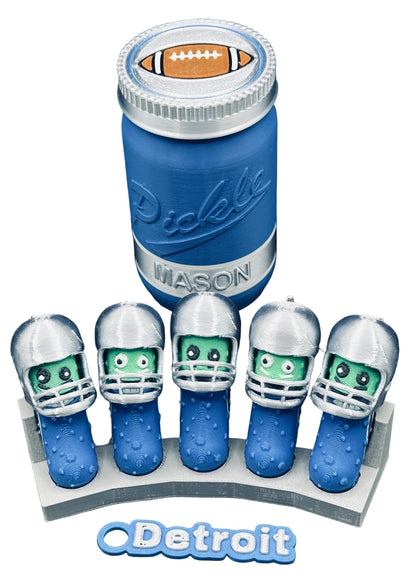 Football City-Inspired Pickle Keychains - 5-Pack Jar - Tickles, the Articulated Pickle