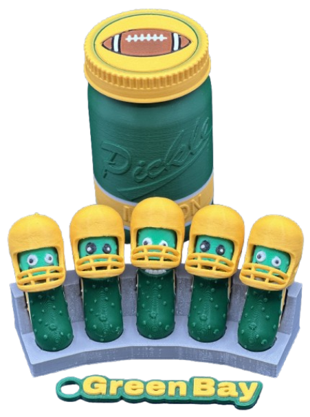 National Division: Football Player Pickle Keychains - 5-Pack Jar - Tickles, the Articulated Pickle