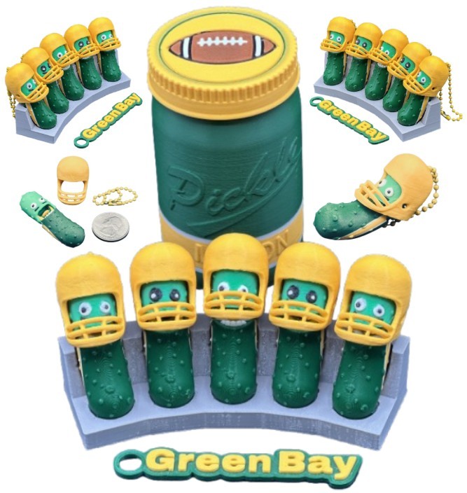 National Division: Football Player Pickle Keychains - 5-Pack Jar - Tickles, the Articulated Pickle