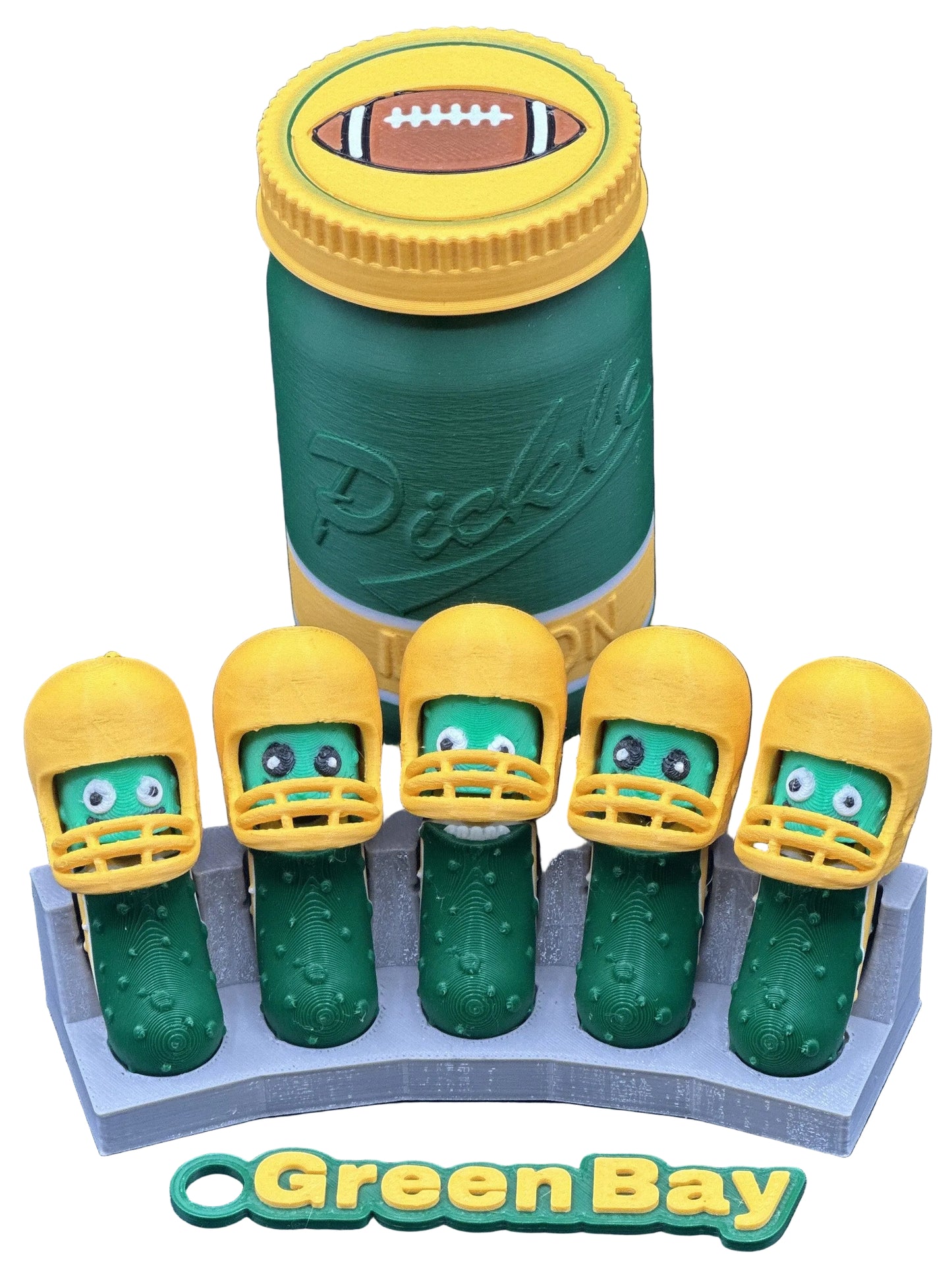 Football City-Inspired Pickle Keychains - 5-Pack Jar - Tickles, the Articulated Pickle