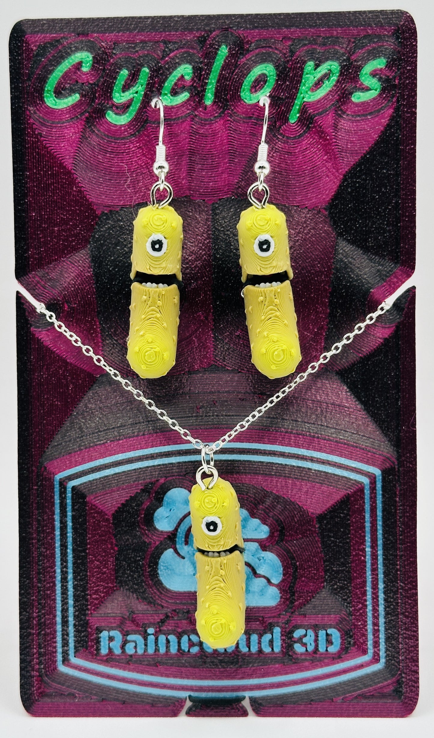 Halloween Pickle Jewelry Sets - Tickles, the Articulated Pickle - Earring & Necklace set