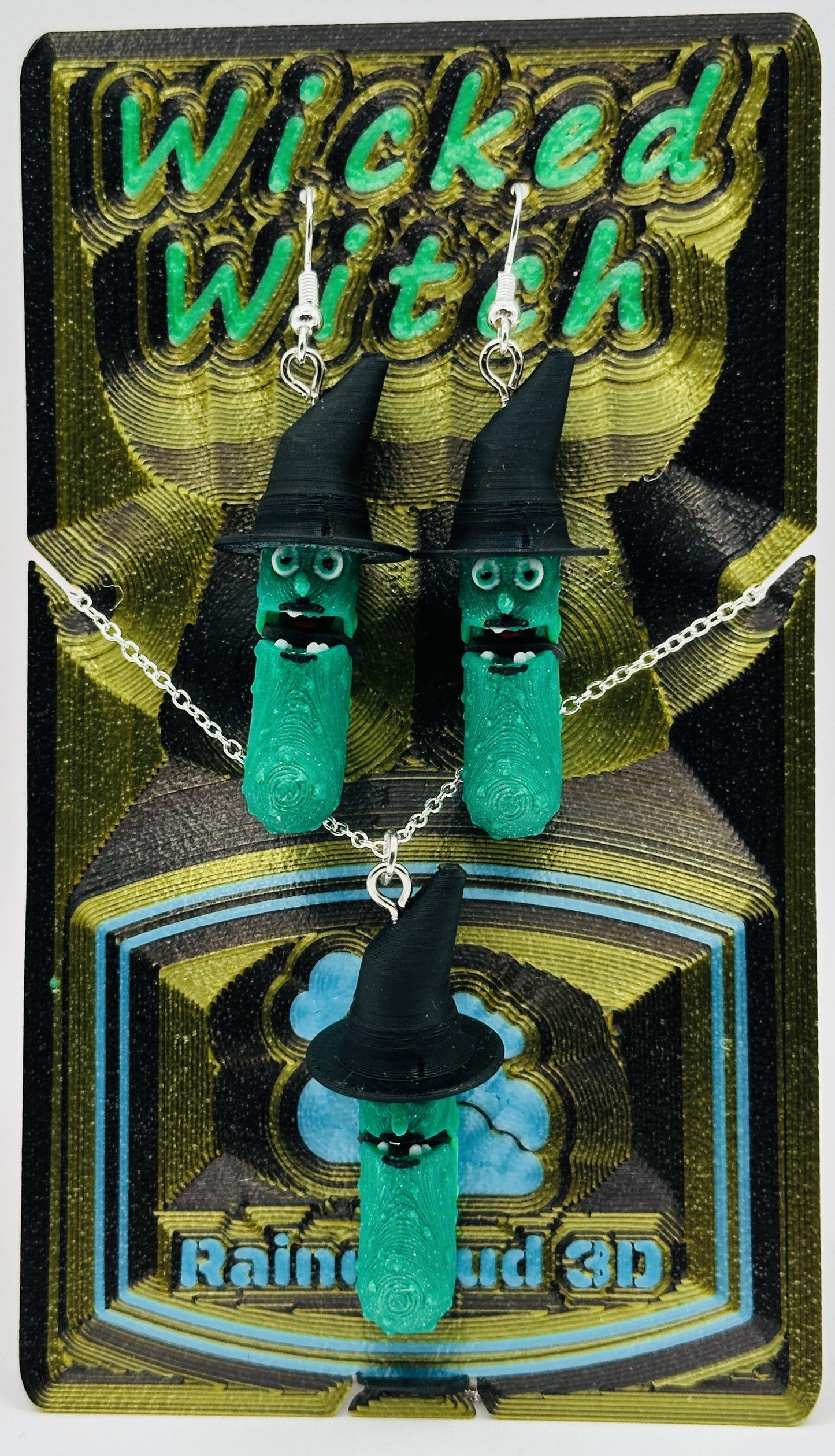 Halloween Pickle Jewelry Sets - Tickles, the Articulated Pickle - Earring & Necklace set