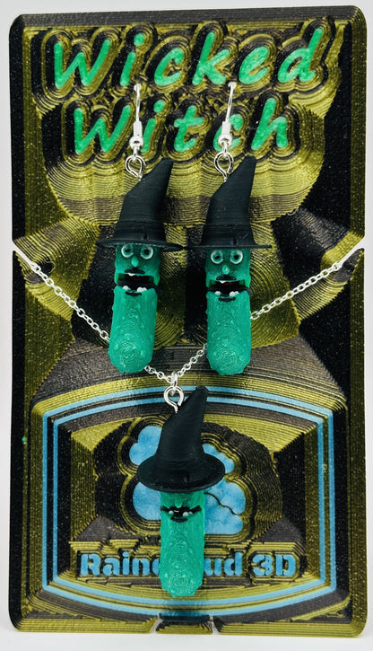 Halloween Pickle Jewelry Sets - Tickles, the Articulated Pickle - Earring & Necklace set