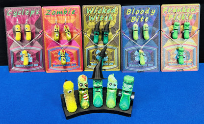 Halloween Pickle Jewelry Sets - Tickles, the Articulated Pickle - Earring & Necklace set