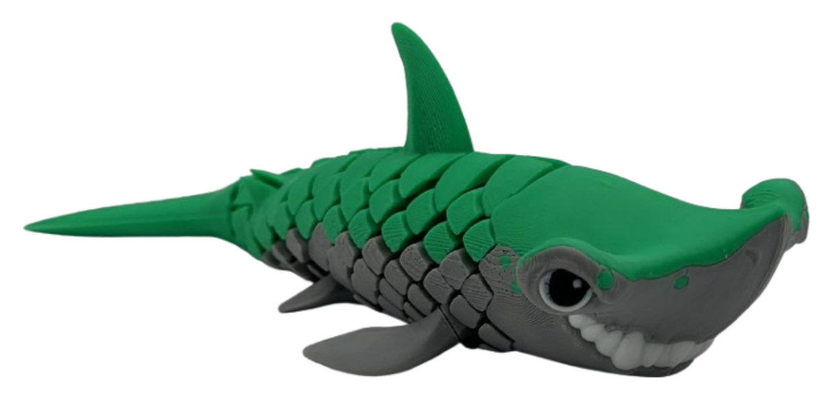 Green Hammerhead Shark - Dual-Fidget Refrigerator Magnet