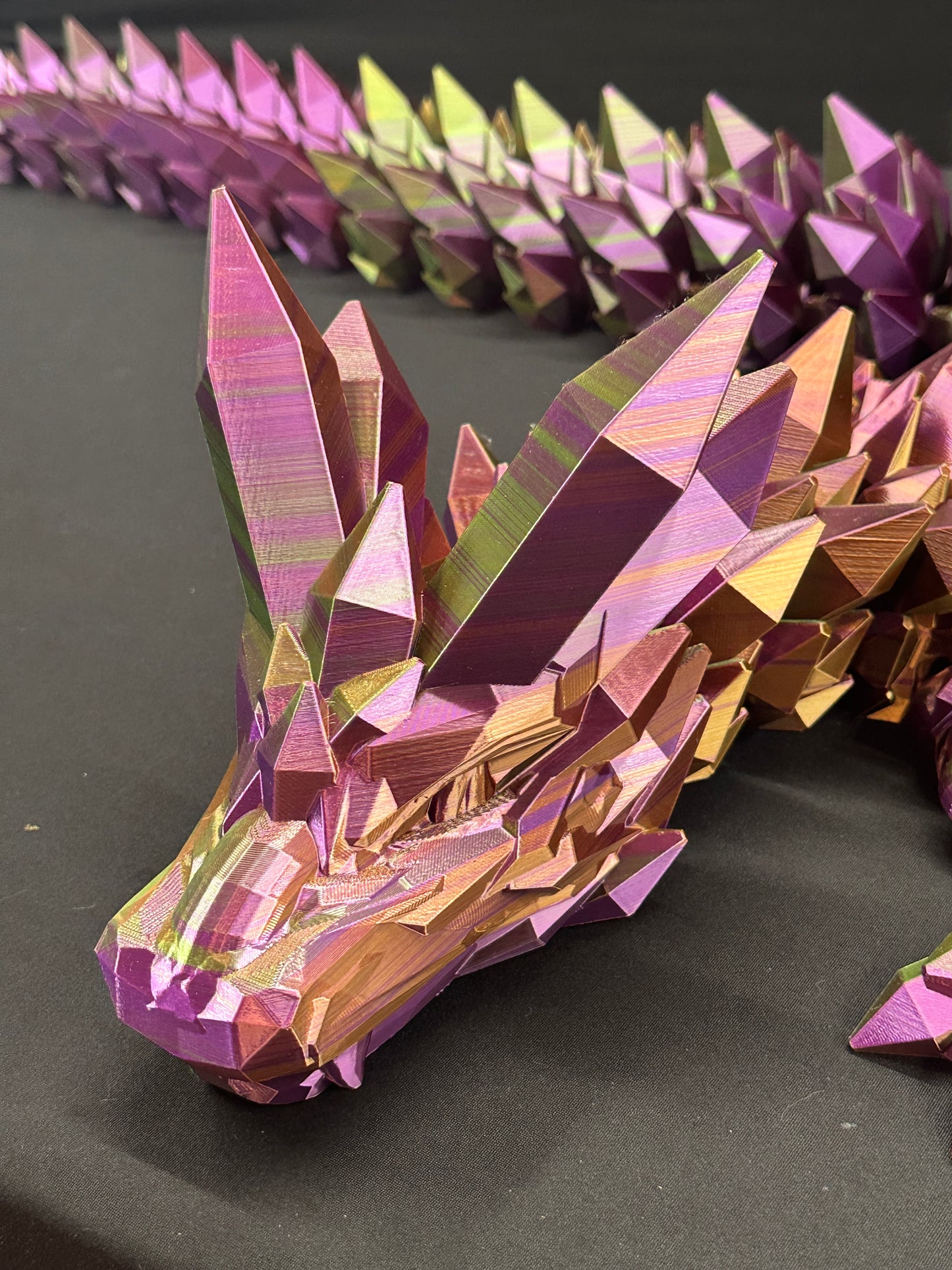 GIANT 80" Crystal Dragon - Green / Purple / Copper Tri-color